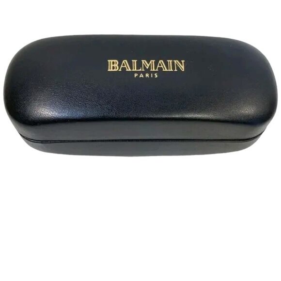 New BALMAIN PARIS Accessories SUNGLASSES CASE Black Leather Hard Clamshell